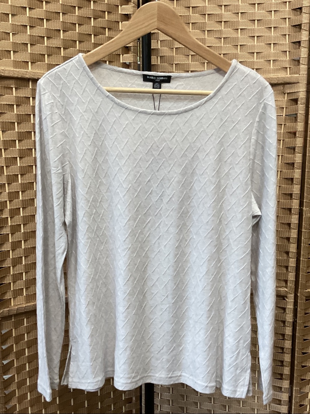 Mario Serrani Light Gray Long-Sleeve Textured Top